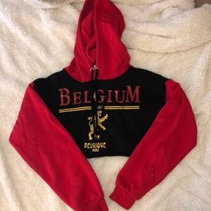 Cropped print hooded sweatshirt